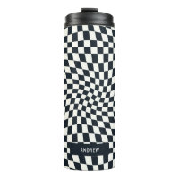 Retro Indigo White Checkered Personalisiert