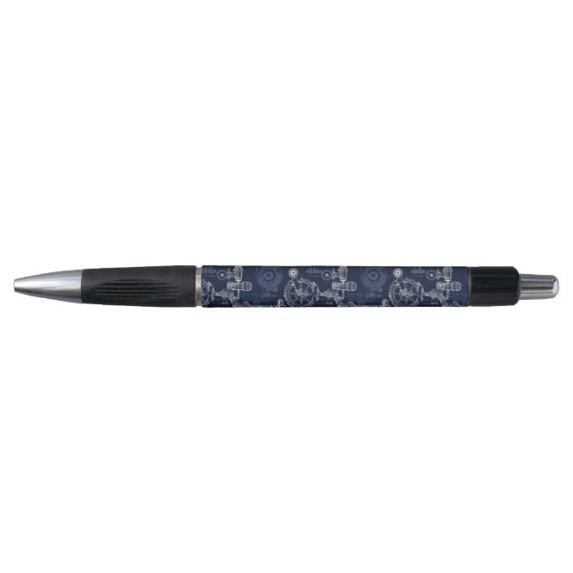 Retro Industrial Blue Printing Engineering Kugelschreiber (Vorderseite)