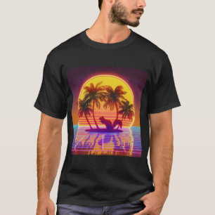 Retro-Insel-Eichhörnchen im Neon-Sonnenuntergang T-Shirt