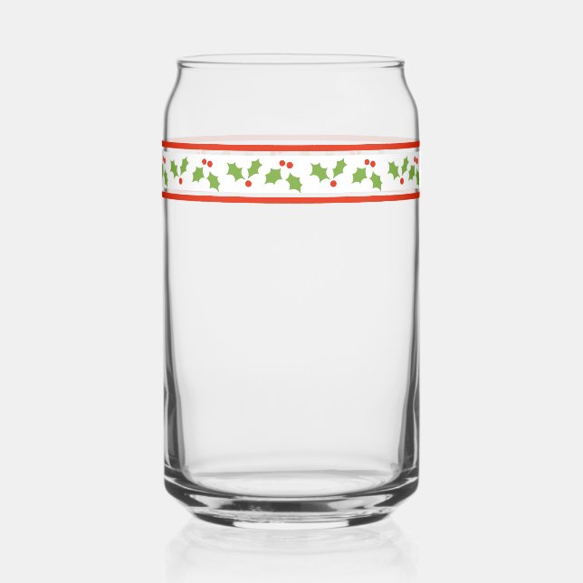Retro Inspiriert Holly Border Weihnachten Dosenglas (Vorderseite)