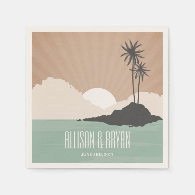 Retro Inspiriert Island Beach Wedding Napkins Serviette (Vorderseite)