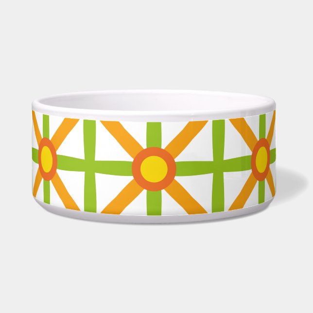 Retro-Inspiriert orangefarbenes, gelbes Muster Napf (Vorderseite)