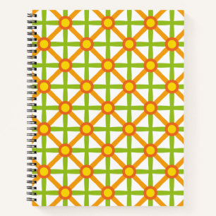 Retro-Inspiriert orangefarbenes, gelbes Muster Notizbuch