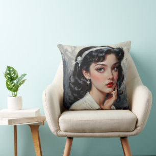 Retro Inspiriert Portrait von nachdenklicher junge Kissen