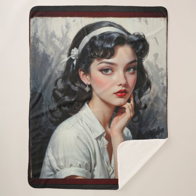 Retro Inspiriert Portrait von nachdenklicher junge Sherpadecke (Vorderseite)