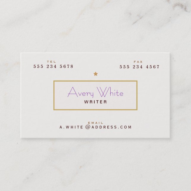 Retro Inspiriert Writer Business Card Visitenkarte (Vorderseite)