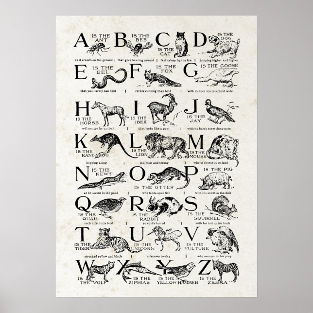 Retro-Inspirierte Alphabet-Kinderzimmer-Chart-Nied Poster (Vorne)