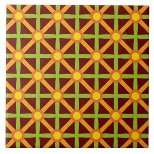Retro-inspiriertes Orange-Grün-Gelb-Muster Fliese