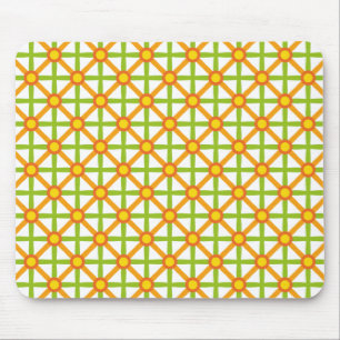 Retro-inspiriertes Orange-Grün und Gelb-Muster Mousepad