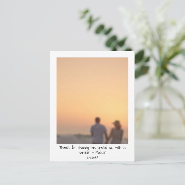 Retro Instant Foto Namen benutzerdefinierte Hochze Postkarte (Stehend Vorderseite)