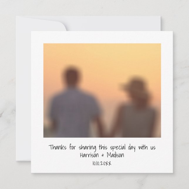 Retro Instant Foto Namen Hochzeit Dankeskarte (Vorderseite)