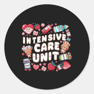 Retro Intensive Care Unit Nurse Tech Valentine Icu Runder Aufkleber