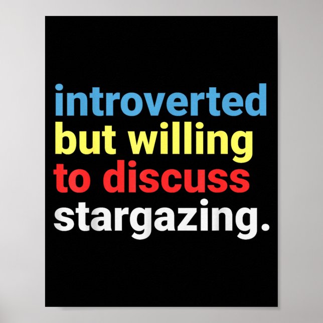 Retro Introverted But Willing Stargazing Lover Fun Poster (Vorne)