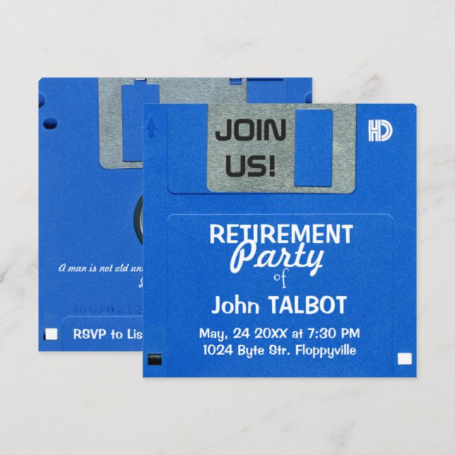 Rétro invitation à disque souple fait sur commande (Devant / Derrière)