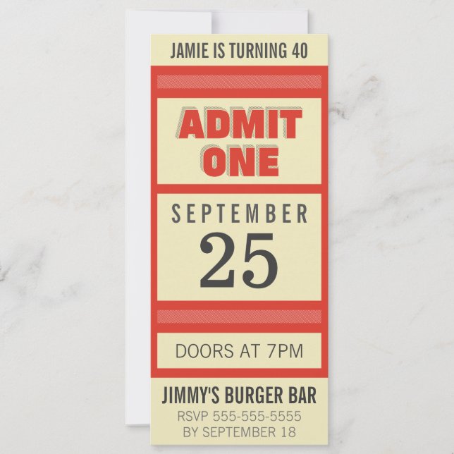 Rétro invitation de billet d'événement de fête (Devant)