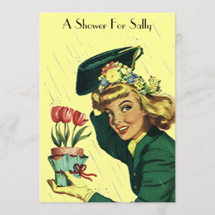 Rétro invitation de faire-part de partie de douche