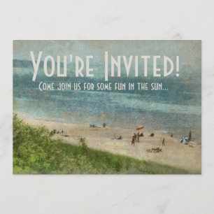 Rétro invitation de partie de plage du lac
