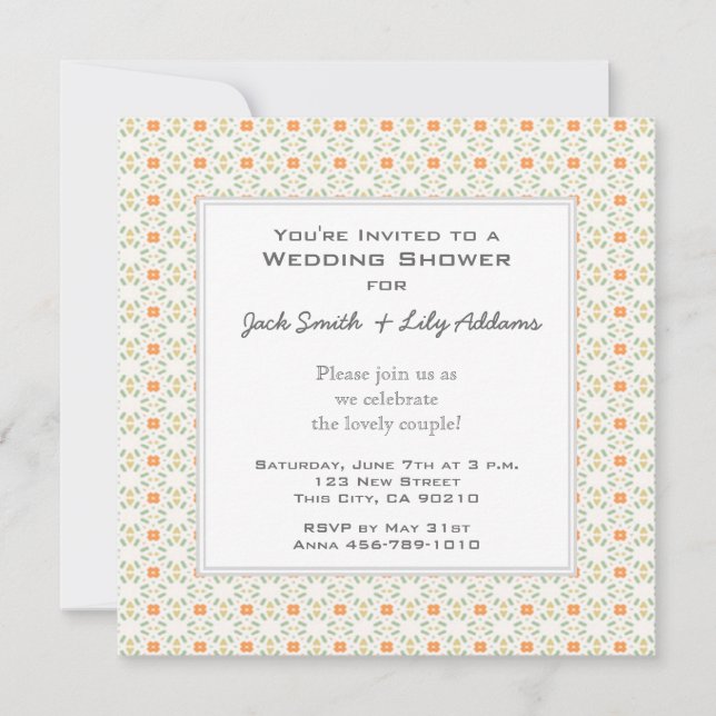 Rétro invitation de wedding shower - orange (Devant)