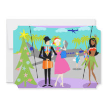 Rétro invitation hawaïenne de fête de Noël