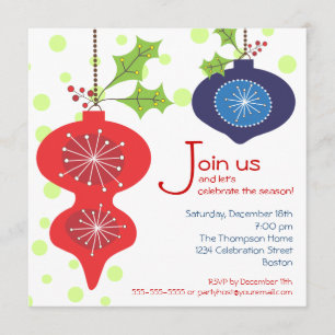 Rétro invitation rouge et bleue de fête de