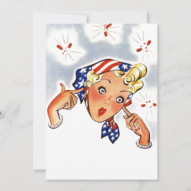 Rétro invitation vide de surprise d'été de pétard (Devant)