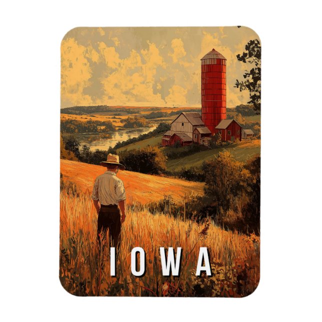 Retro Iowa Patriotic Spirit - Ameriana Herzland Magnet (Vertikal)