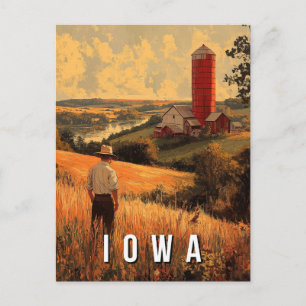 Retro Iowa Patriotischer Geist - Americana Heartla Postkarte