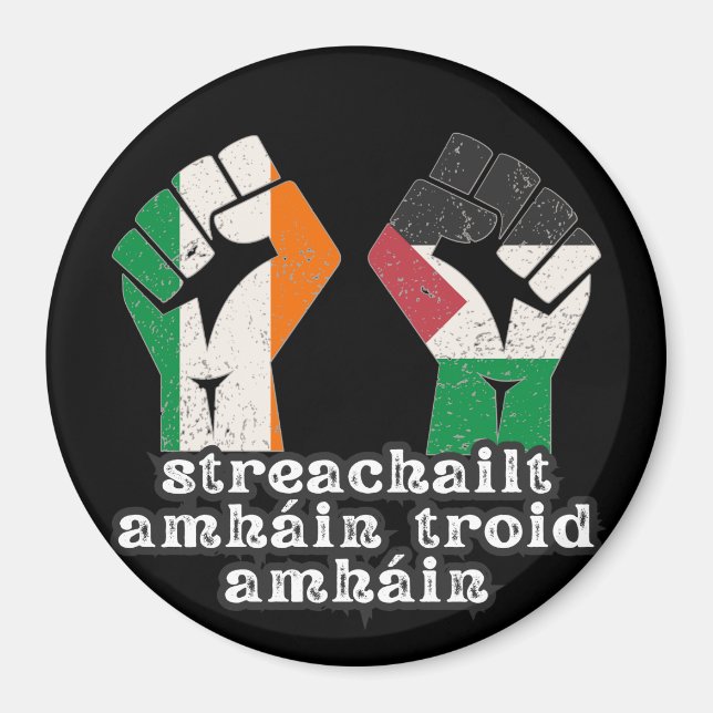 Retro Ireland Palestina Solidarity Fist Revolution Magnet (Vorne)