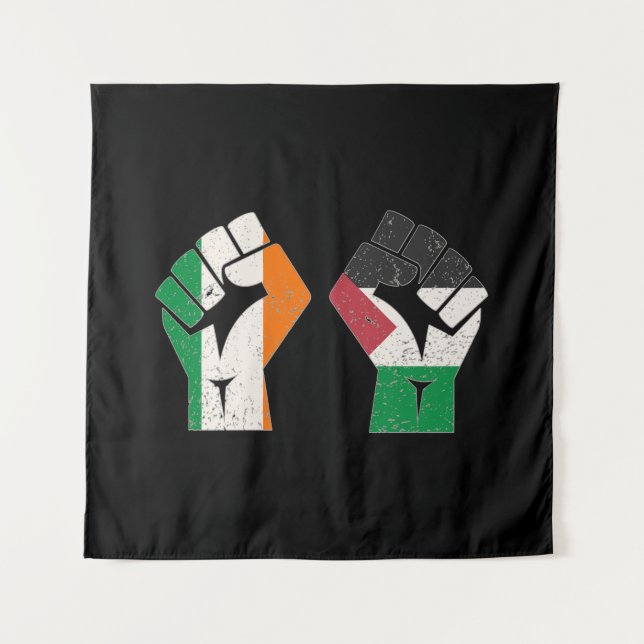 Retro Ireland Palestina Solidarity Fist Revolution Wandteppich (Vorderseite)