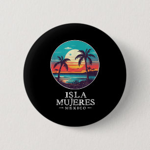 Retro Isla Mujeres Mexiko Strand Sonnenuntergang S Button