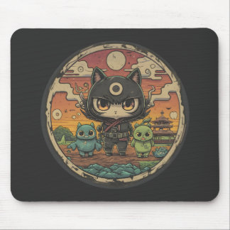 Retro Island Pals: Ninja Cat Crew Mousepad