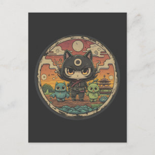 Retro Island Pals: Ninja Cat Crew Postkarte