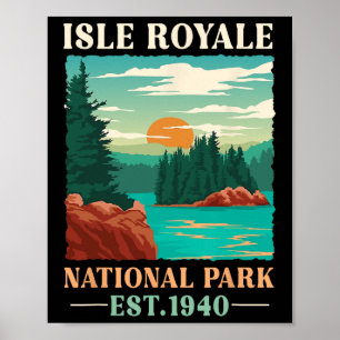 Retro Isle Royale Nationalpark Est 1940 Wandern Poster