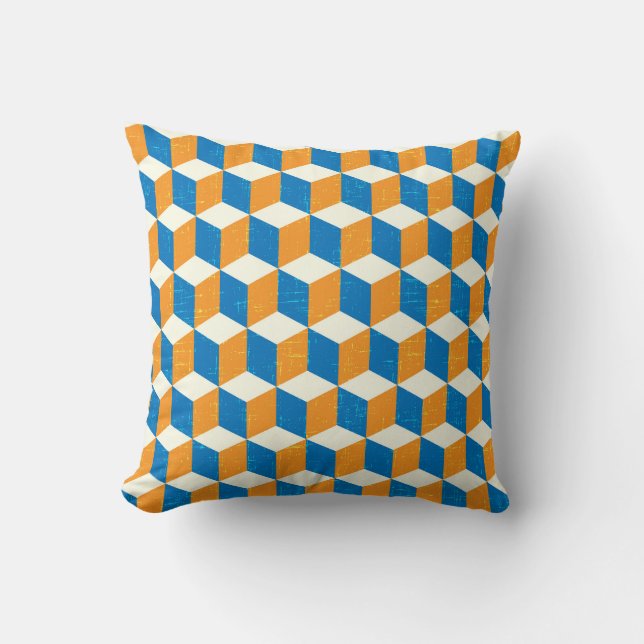 Retro-isometrische Würfel, geometrische Illusion Kissen (Vorderseite)