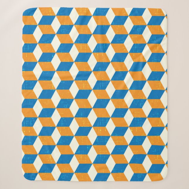 Retro-isometrische Würfel, geometrische Illusion Sherpadecke (Vorderseite)