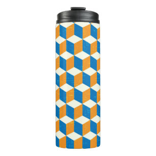 Retro isometrische Würfel, geometrische Illusion Thermosbecher