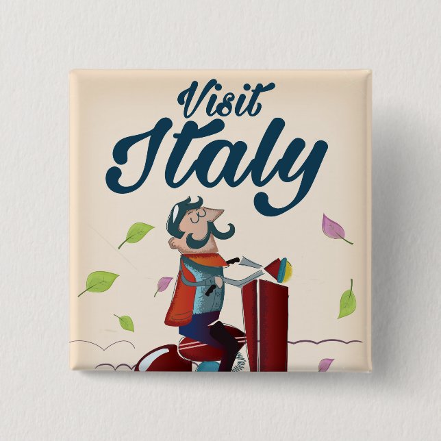 Retro Italian cartoon scooter poster. Button (Vorderseite)
