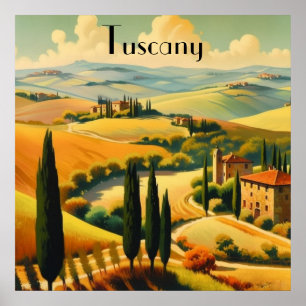 Retro-Italien Toskana Landschaftskunstwerk Poster