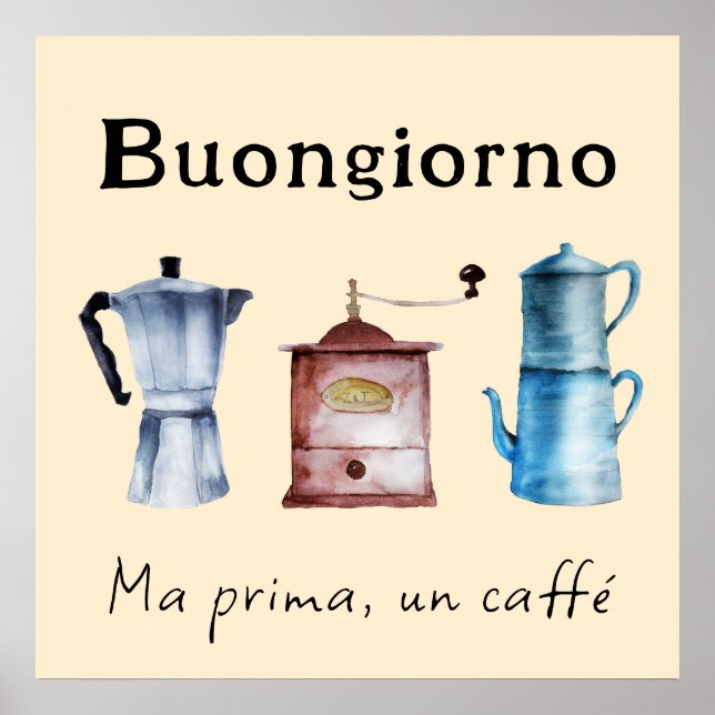 Retro Italienischer Kaffee Potter Grinder Poster (Vorne)