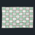 Retro Jade-Sternexplosion-Küchen-Tuch Geschirrtuch<br><div class="desc">Diese Retro Jade und weiße Sternexplosion-Küchen-Tuch ist so entzückend Raumalter, das Sie nicht in der Lage sind, Ihre Begeisterung zu enthalten. Und, warum würden Sie zu wollen? Ausrüstungsbeschreibungen dieses Sechzigerjahre Mitte des Jahrhunderts moderne inspirierte ein grauer Hintergrund der dunklen Heide und Reihen der tadellos unvollständigen Rechtecke in der Jade, im...</div>