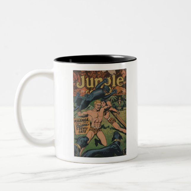 Retro Jaguar Comic Books - Tarzan - Jungle Boy Zweifarbige Tasse (Links)
