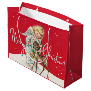 Retro-Jahrgang Weihnachten Angel Hirschurlaub Große Geschenktüte