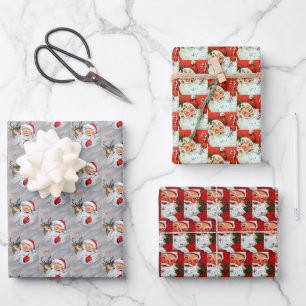 Retro-Jahrgang Weihnachten Geschenkpapier Set