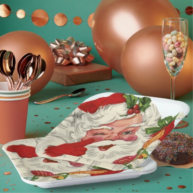 Retro-Jahrgang Weihnachten Pappteller (Multi)