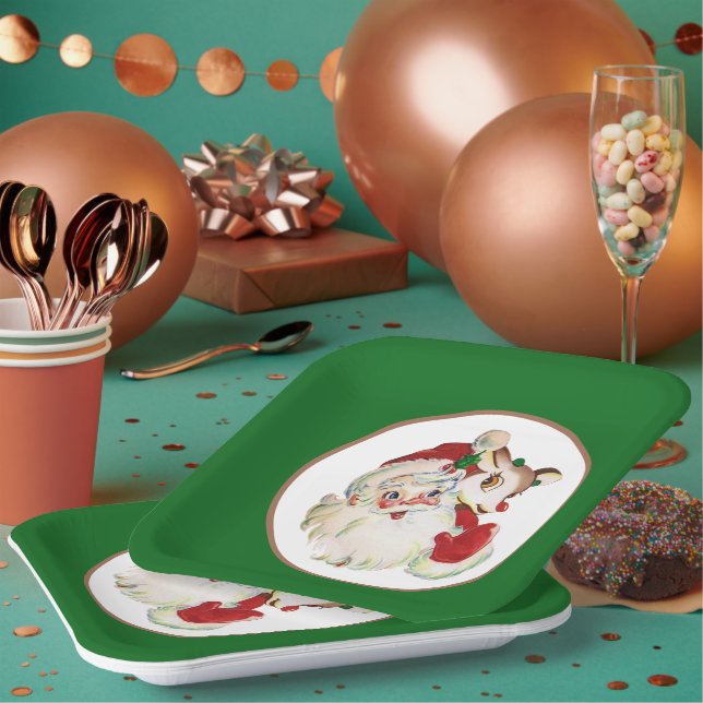 Retro-Jahrgang Weihnachten Weihnachten und Hirsche Pappteller (Multi)