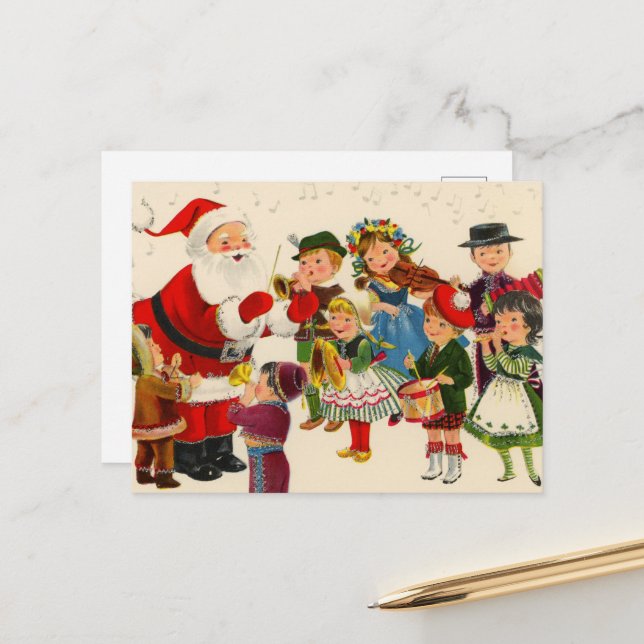 Retro-Jahrgang Weihnachten Weihnachten Weihnachten Postkarte (Vorderseite/Rückseite Beispiel)