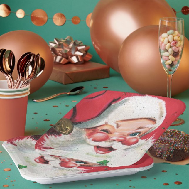 Retro-Jahrgang Weihnachten Weihnachtsfeier Pappteller (Multi)