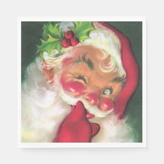 Retro-Jahrgang Weihnachten Weihnachtsfeier Serviette (Vorderseite)