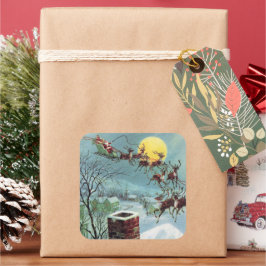 Retro-Jahrgang Weihnachten Weihnachtsfeiertag Quadratischer Aufkleber