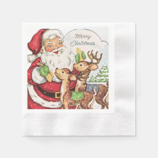 Retro-Jahrgang Weihnachten Weihnachtsfeiertag Serviette (Vorderseite)